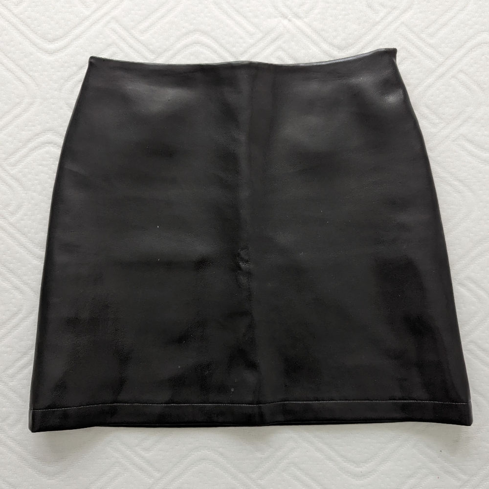Black Faux Leather Skirt